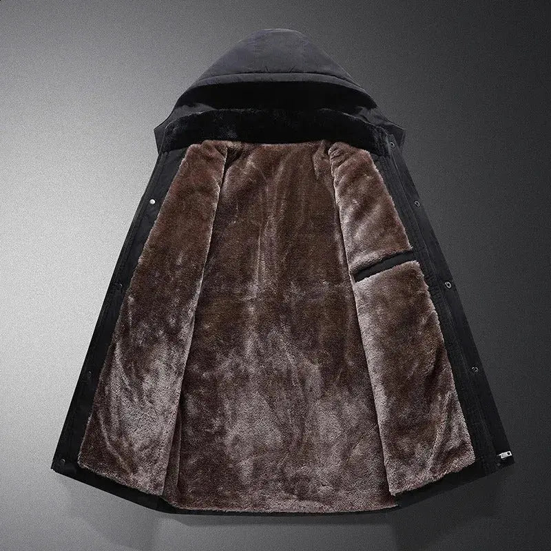 Men’s Warm Fleece-Lined Outdoor Jacket with Hood
