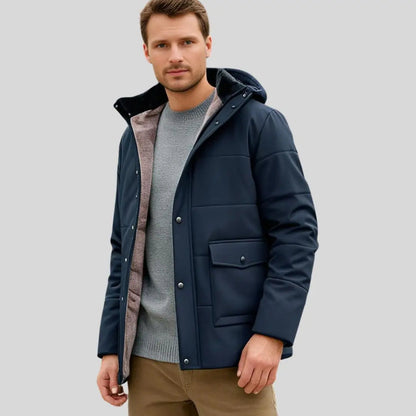 Men’s Warm Fleece-Lined Outdoor Jacket with Hood