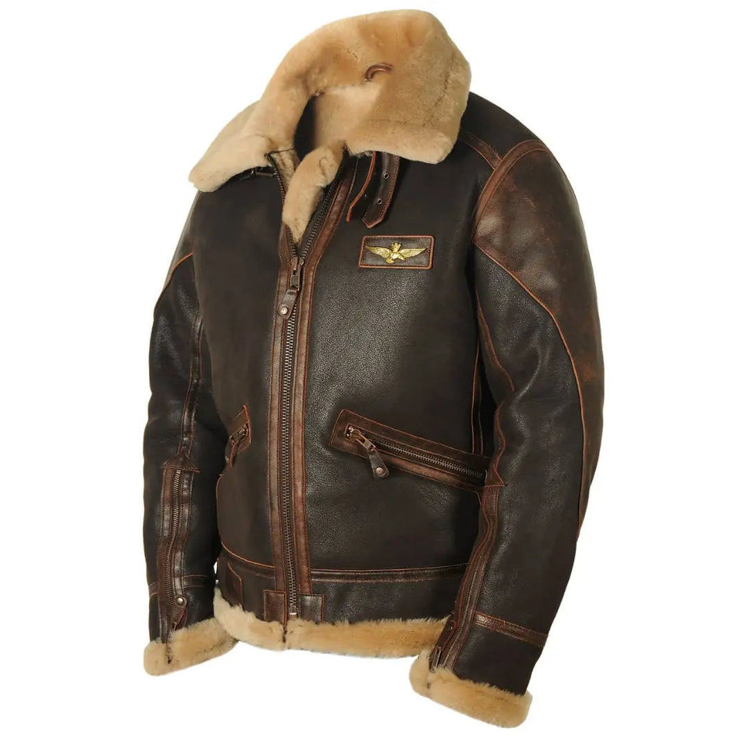Men’s Fleece-Lined Bomber Jacket with Collar