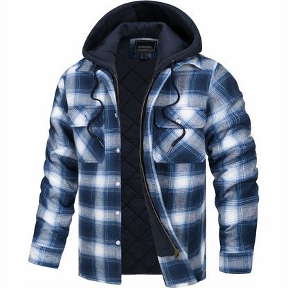 Men’s Checked Zip Jacket – Autumn & Winter Outerwear