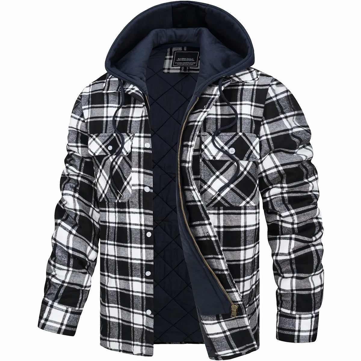 Men’s Checked Zip Jacket – Autumn & Winter Outerwear