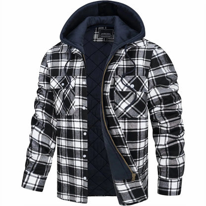 Men’s Checked Zip Jacket – Autumn & Winter Outerwear