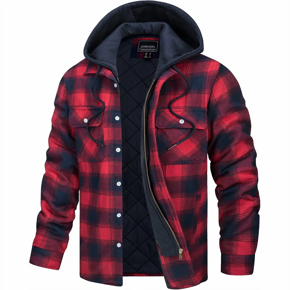 Men’s Checked Zip Jacket – Autumn & Winter Outerwear
