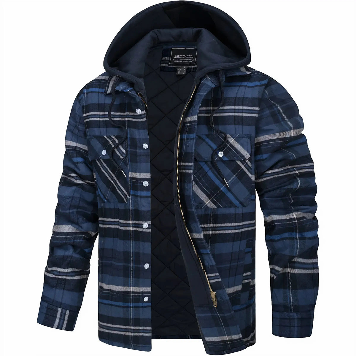 Men’s Checked Zip Jacket – Autumn & Winter Outerwear