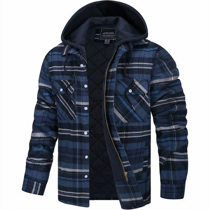 Men’s Checked Zip Jacket – Autumn & Winter Outerwear