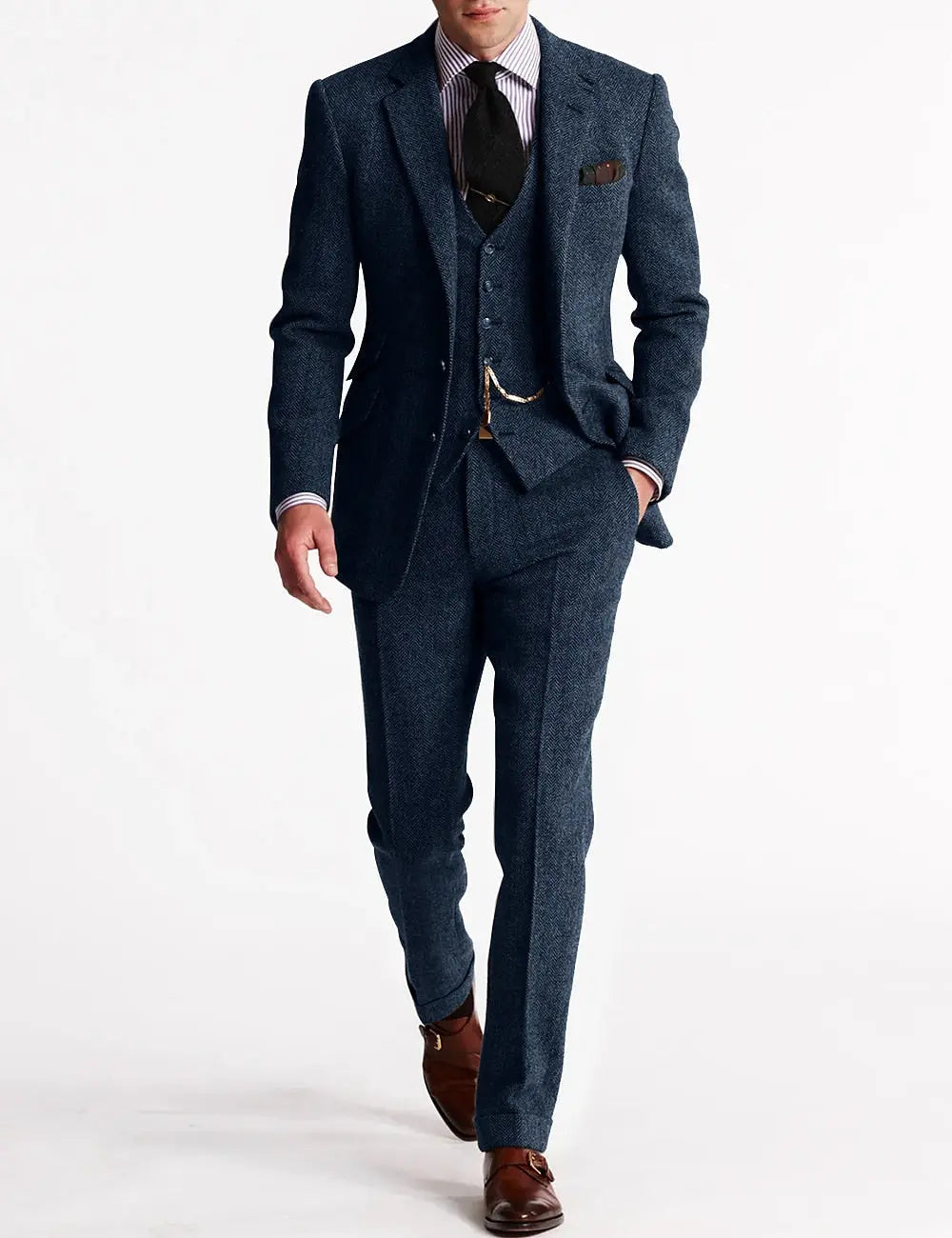Men’s 3-Piece Tuxedo – Classic Tweed Tailored Suit