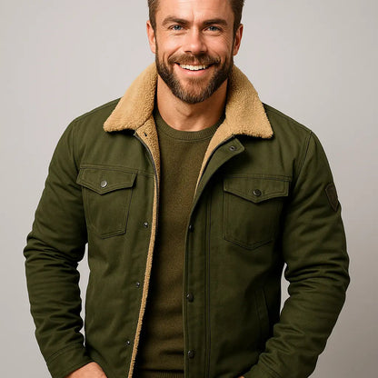Men’s Shearling Collar Jacket – Classic Lined Winter Outerwear