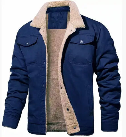 Men’s Shearling Collar Jacket – Classic Lined Winter Outerwear