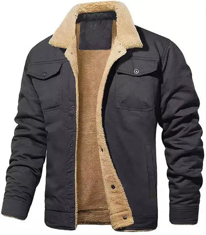 Men’s Shearling Collar Jacket – Classic Lined Winter Outerwear