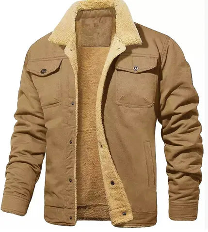 Men’s Shearling Collar Jacket – Classic Lined Winter Outerwear