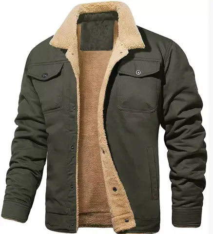 Men’s Shearling Collar Jacket – Classic Lined Winter Outerwear