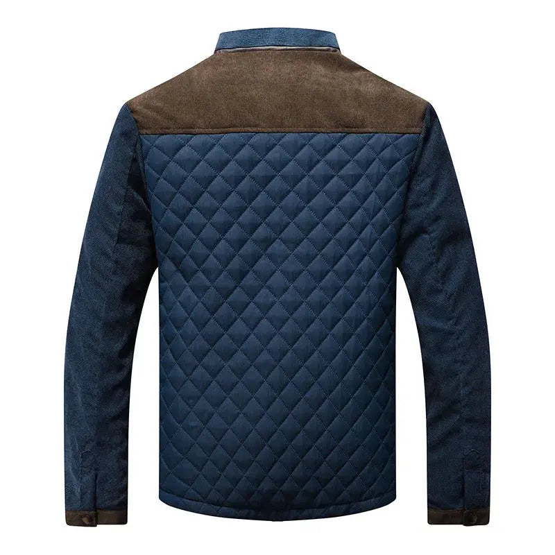 Men's Quilted Stand Collar Jacket with Panels
