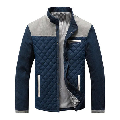 Men's Quilted Stand Collar Jacket with Panels