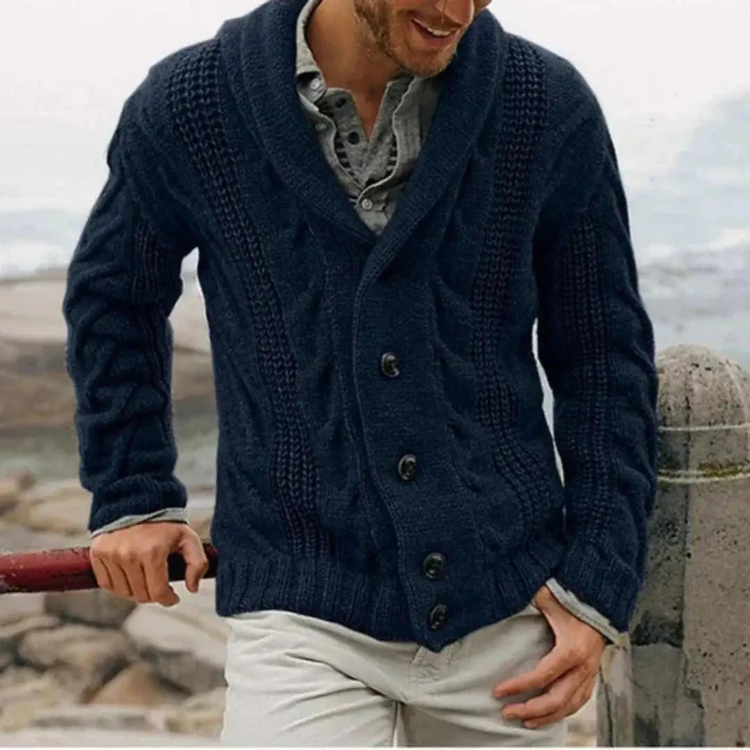 Men’s Shawl Collar Cable Knit Jacket