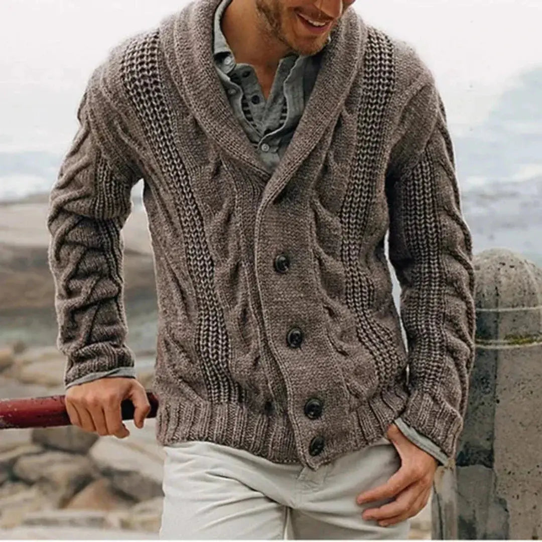 Men’s Shawl Collar Cable Knit Jacket