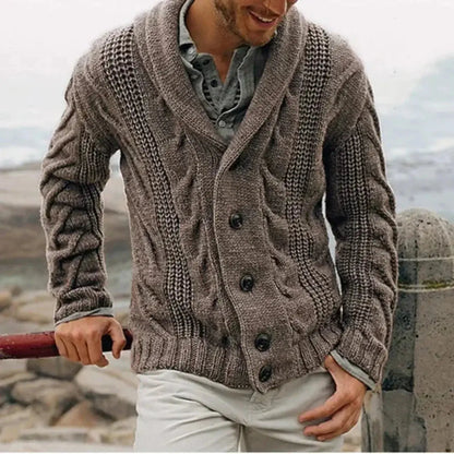 Men’s Shawl Collar Cable Knit Jacket