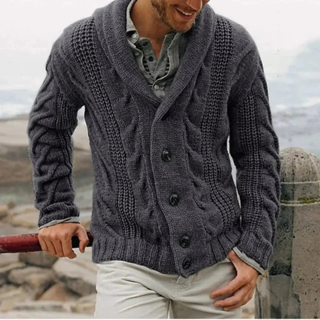 Men’s Shawl Collar Cable Knit Jacket