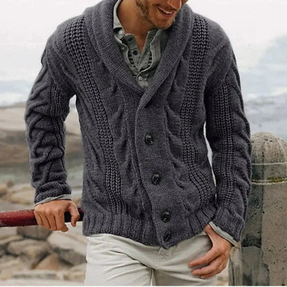 Men’s Shawl Collar Cable Knit Jacket