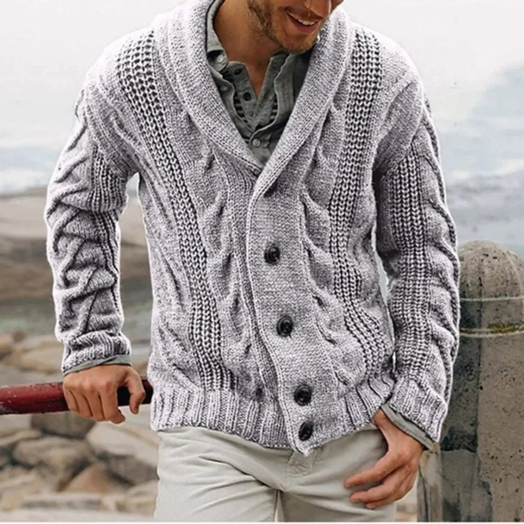 Men’s Shawl Collar Cable Knit Jacket