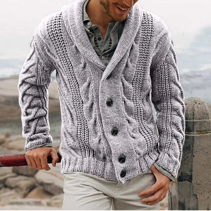Men’s Shawl Collar Cable Knit Jacket
