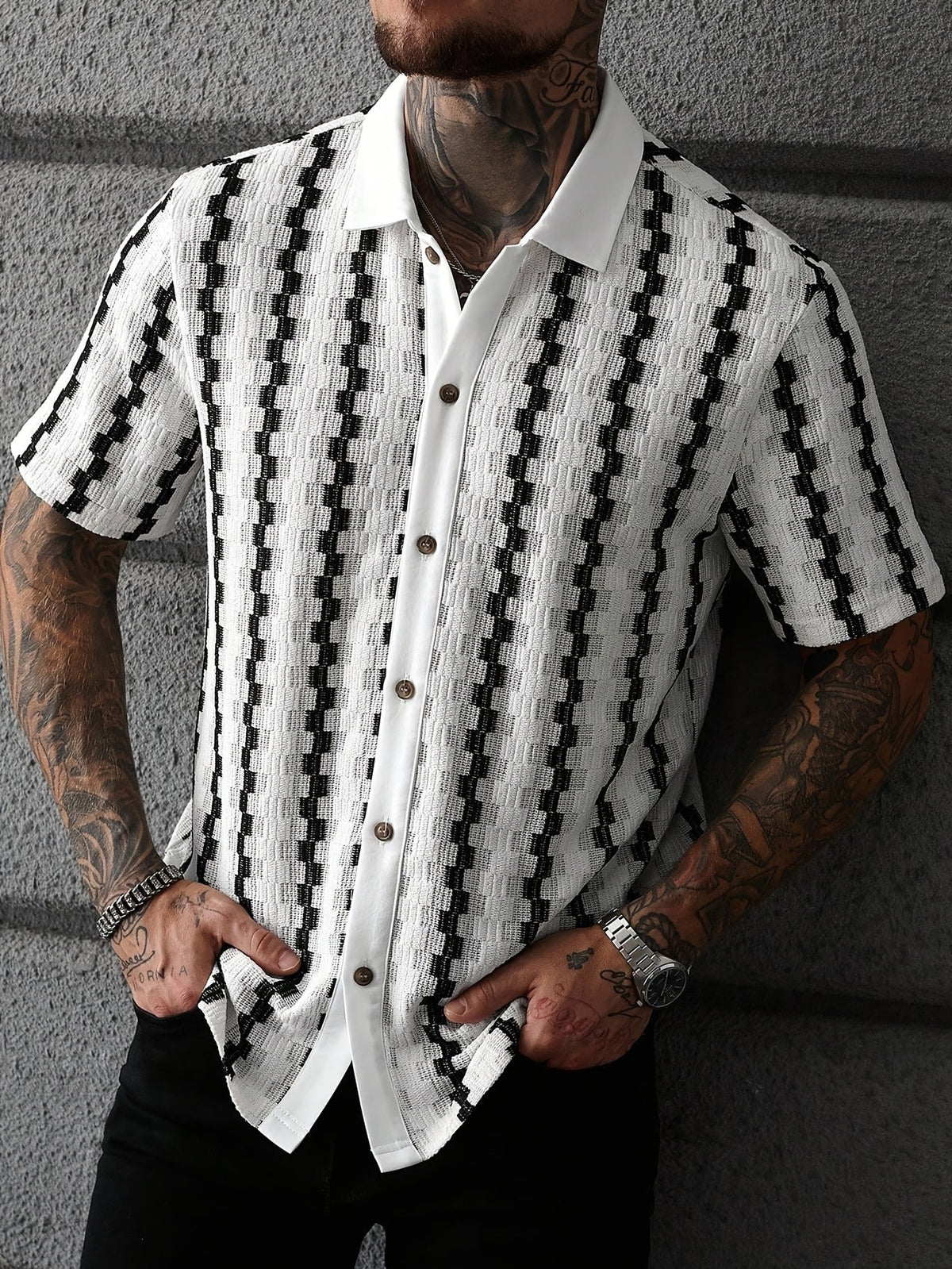 STRIPED SHORT SLEEVE SHIRT FOR MEN