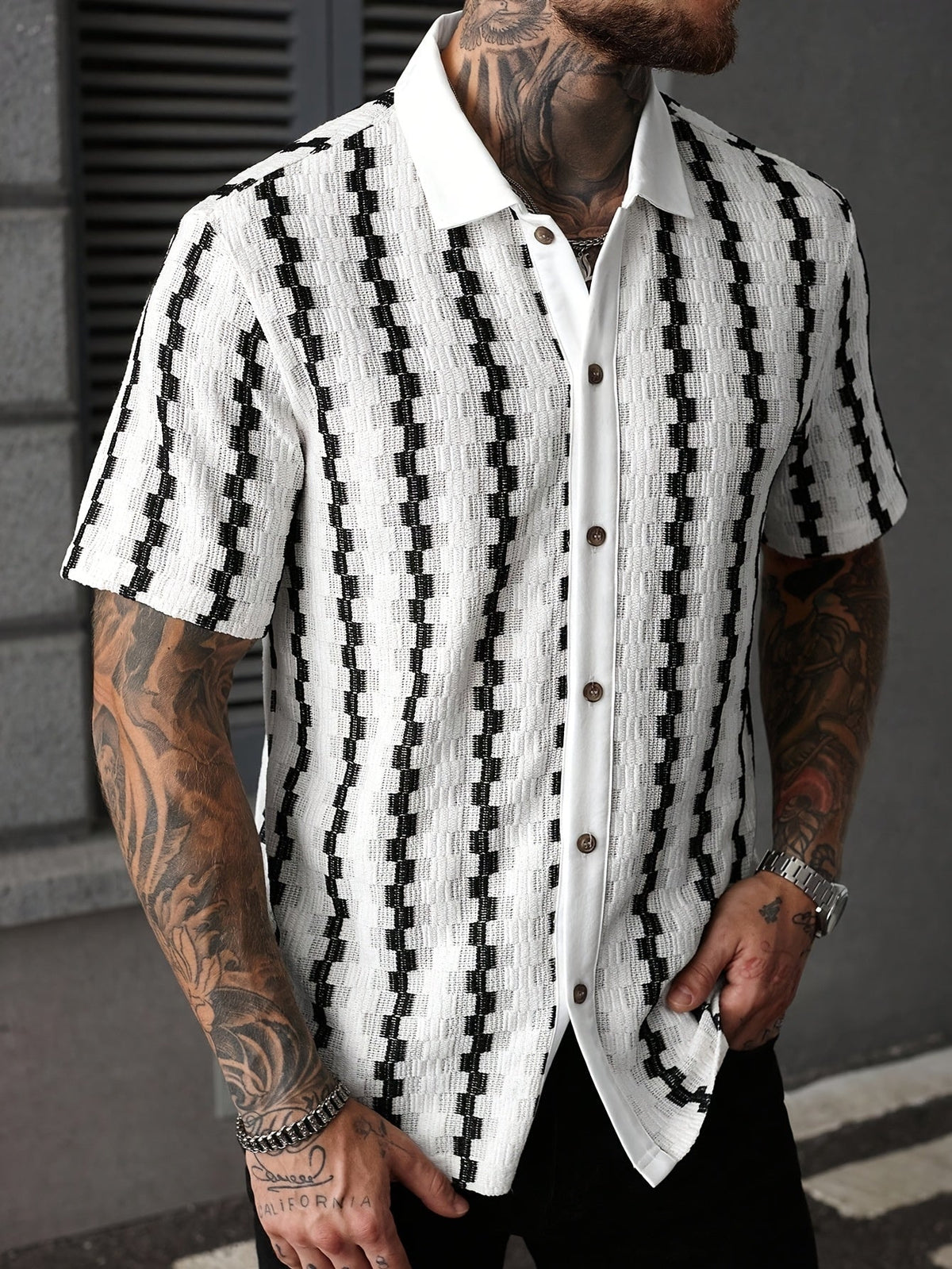 STRIPED SHORT SLEEVE SHIRT FOR MEN
