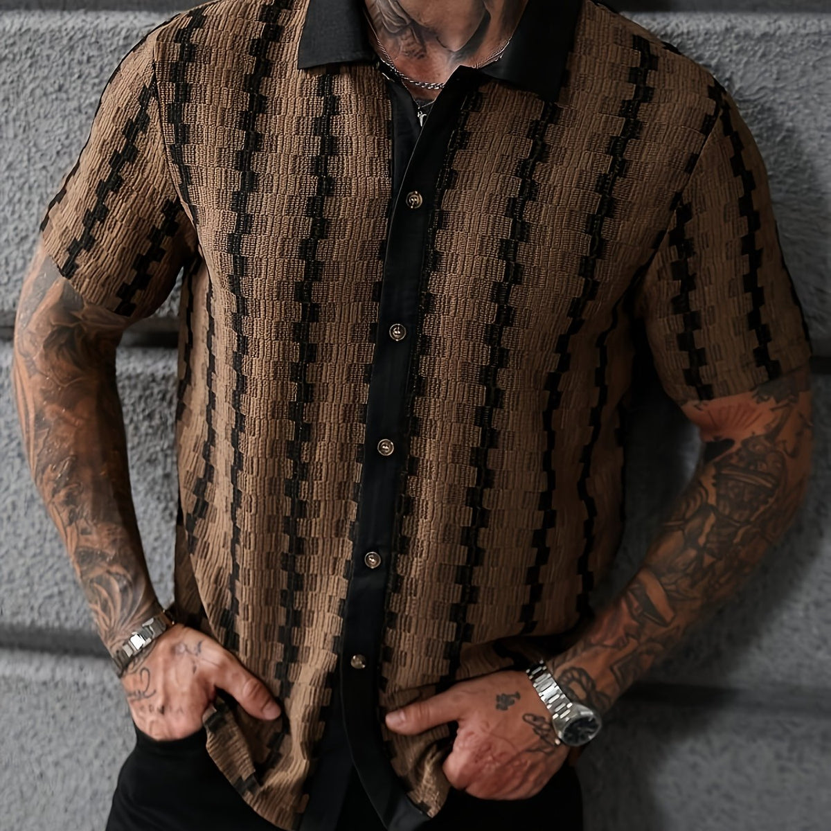 STRIPED SHORT SLEEVE SHIRT FOR MEN