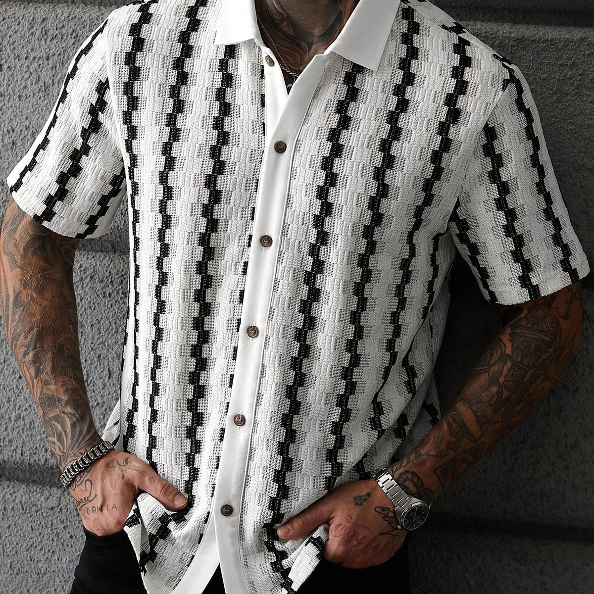 STRIPED SHORT SLEEVE SHIRT FOR MEN