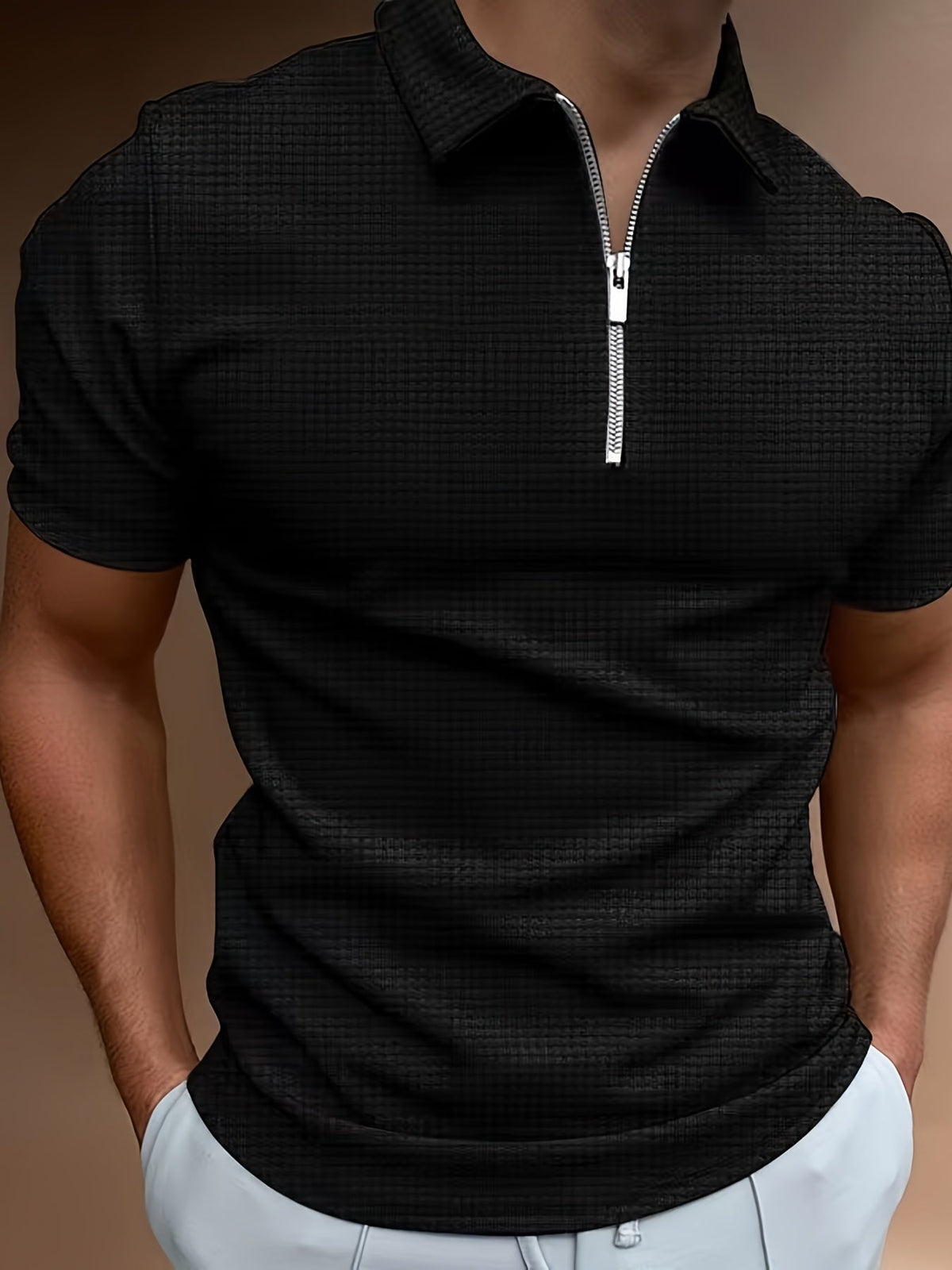 ZIP-UP SHORT SLEEVE SHIRT FOR MEN