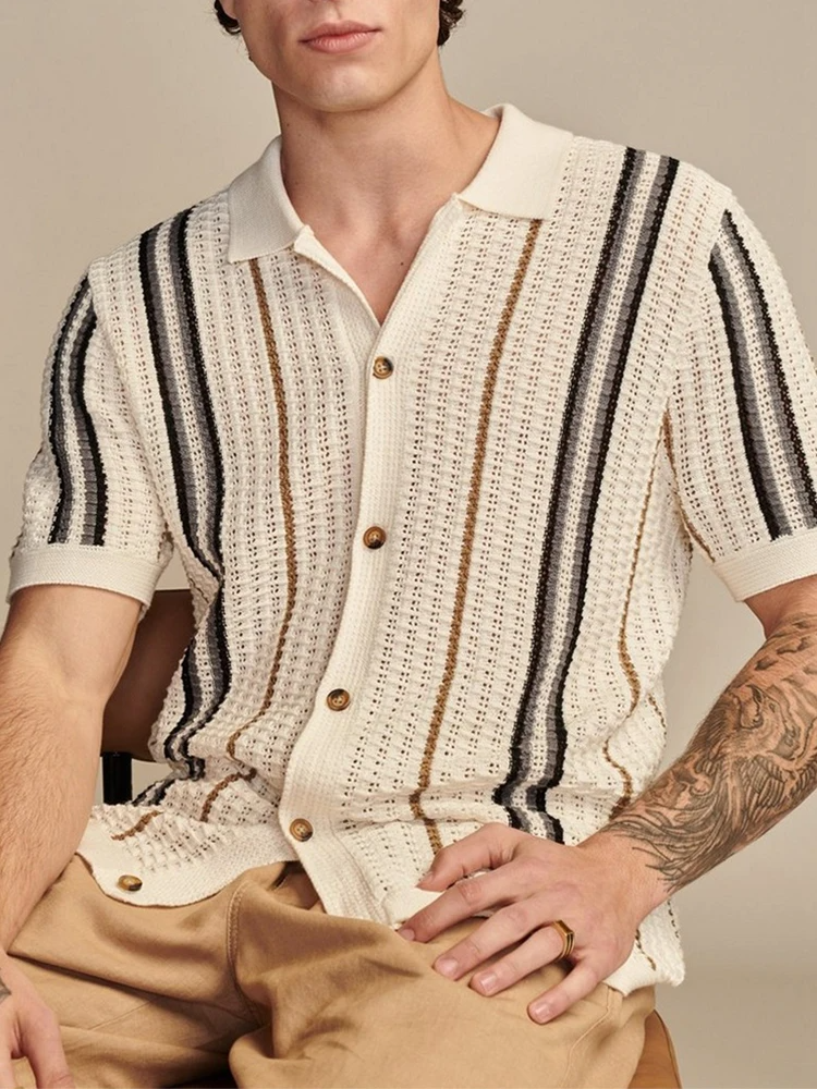 KNIT BUTTON-UP SHIRT FOR MEN