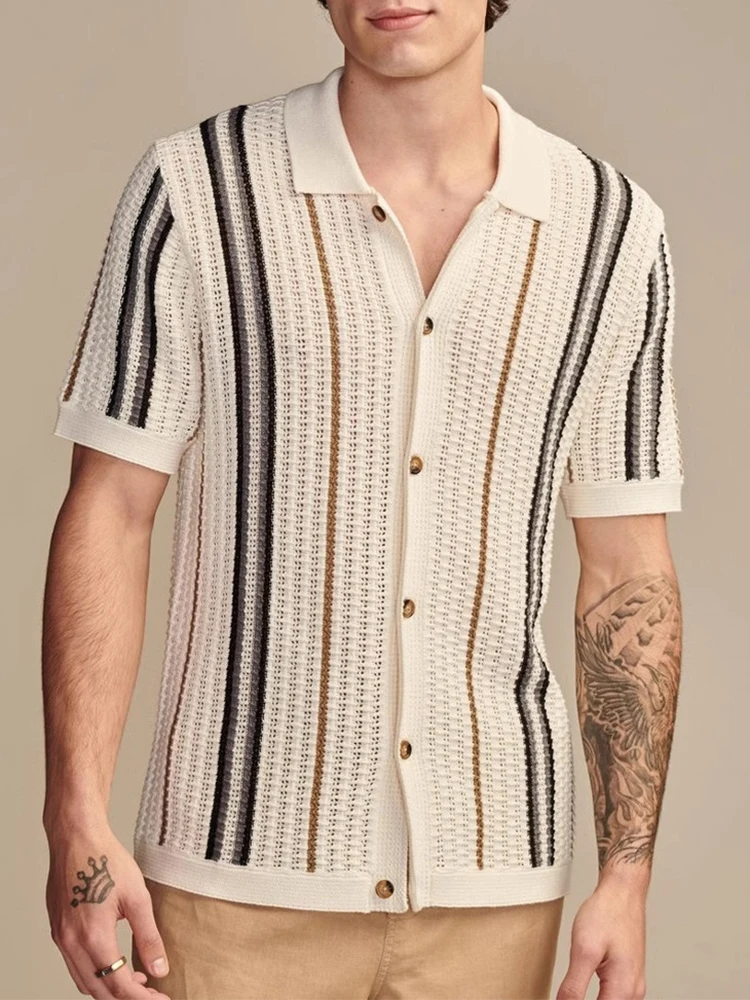KNIT BUTTON-UP SHIRT FOR MEN