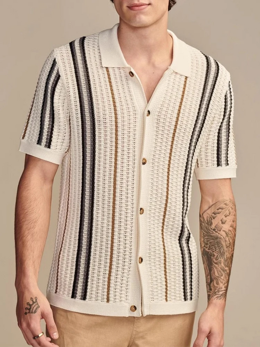 KNIT BUTTON-UP SHIRT FOR MEN