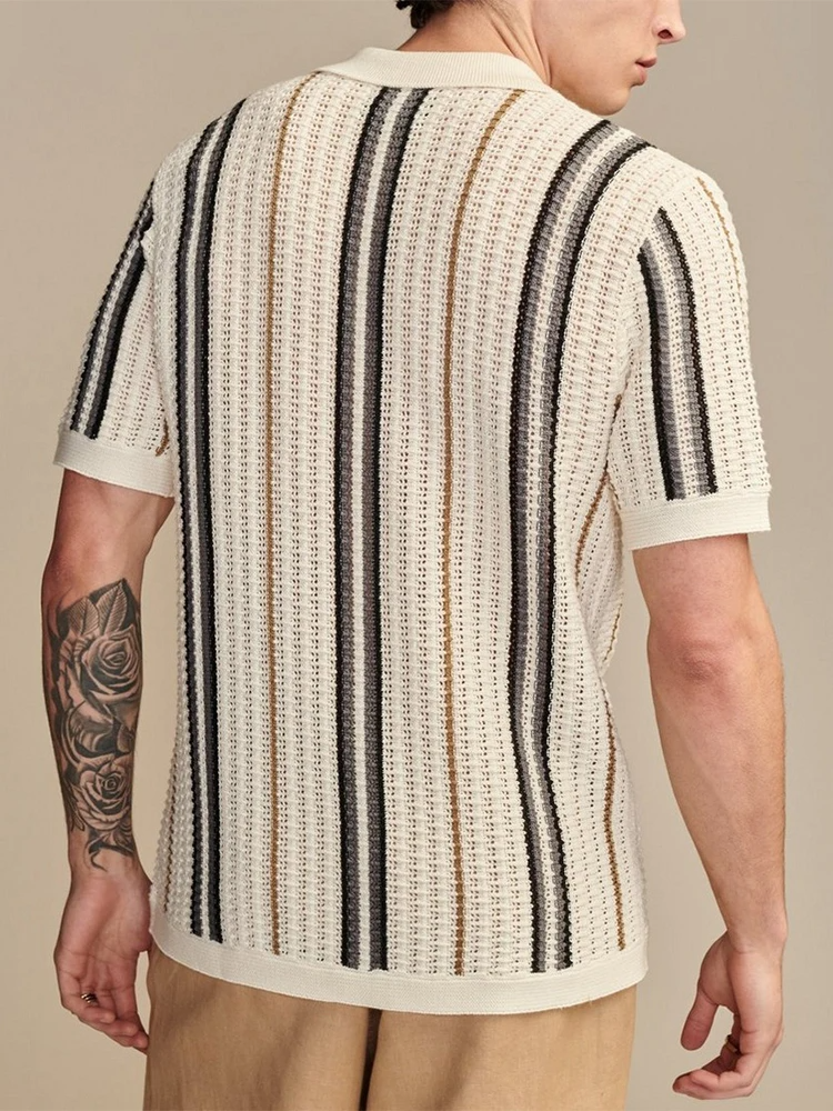 KNIT BUTTON-UP SHIRT FOR MEN