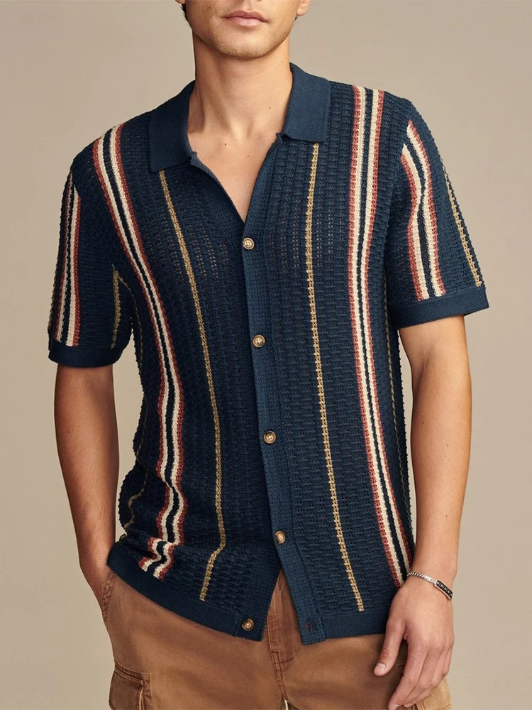 KNIT BUTTON-UP SHIRT FOR MEN