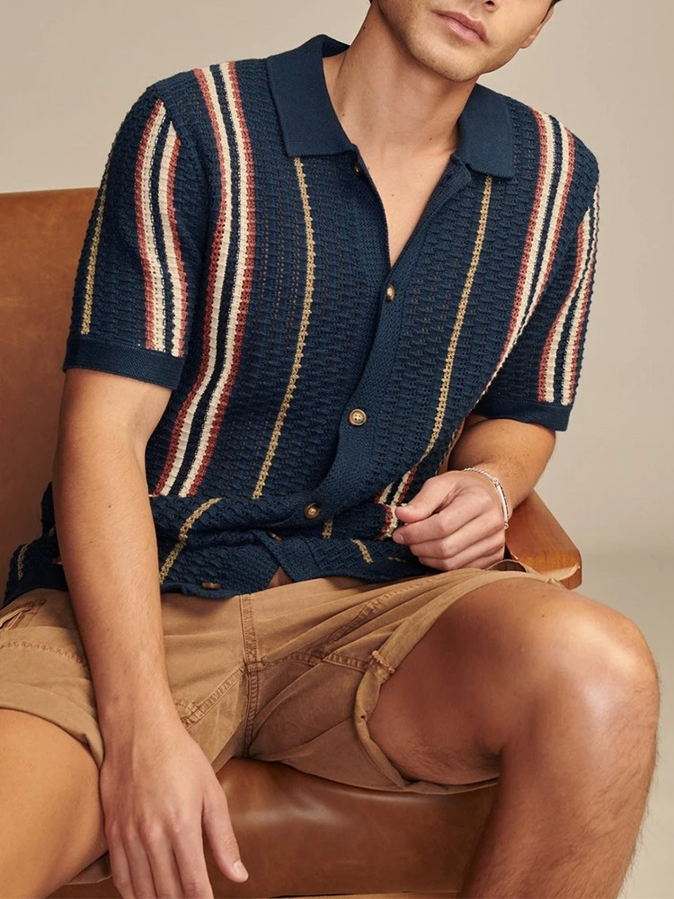 KNIT BUTTON-UP SHIRT FOR MEN