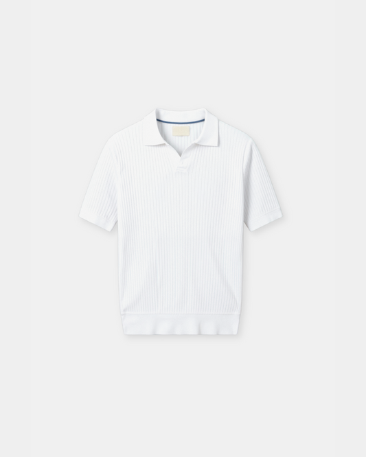 RIBBED KNIT POLO SHIRT FOR MEN