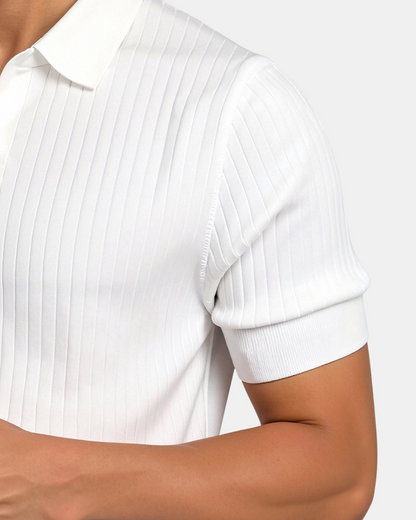 RIBBED KNIT POLO SHIRT FOR MEN