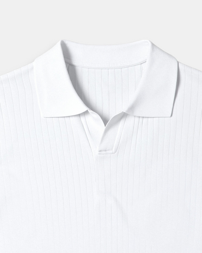 RIBBED KNIT POLO SHIRT FOR MEN