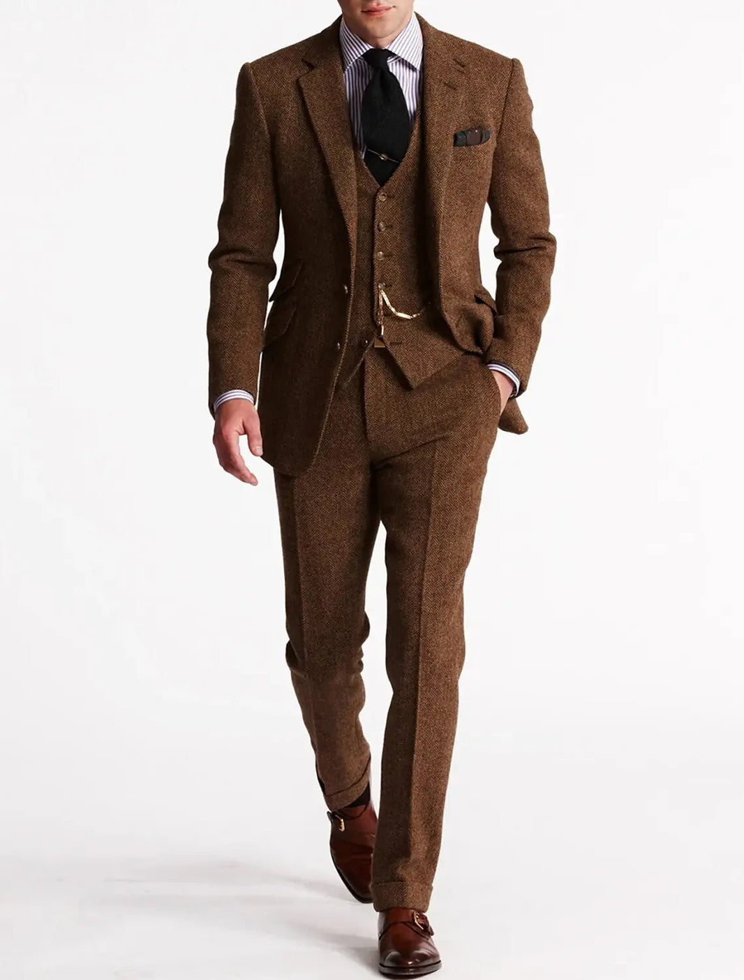 THREE-PIECE TWEED SUIT FOR MEN