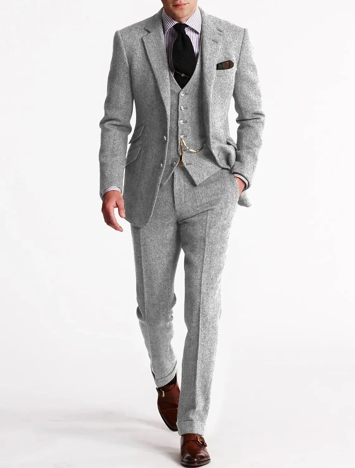 THREE-PIECE TWEED SUIT FOR MEN