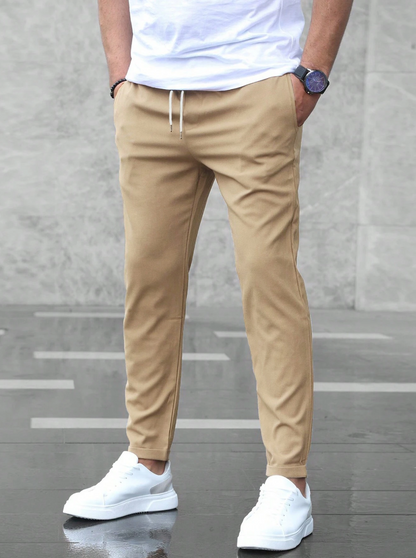 MEN EVERYDAY SLIM FIT TROUSERS DRAWSTRING WAIST
