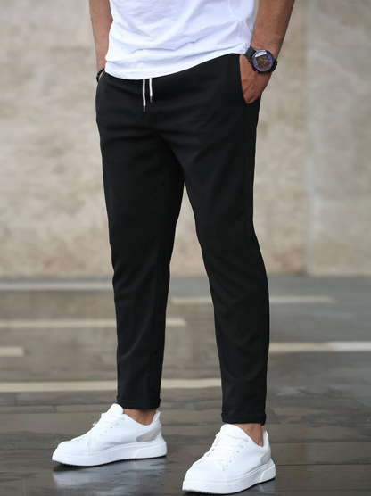 MEN EVERYDAY SLIM FIT TROUSERS DRAWSTRING WAIST