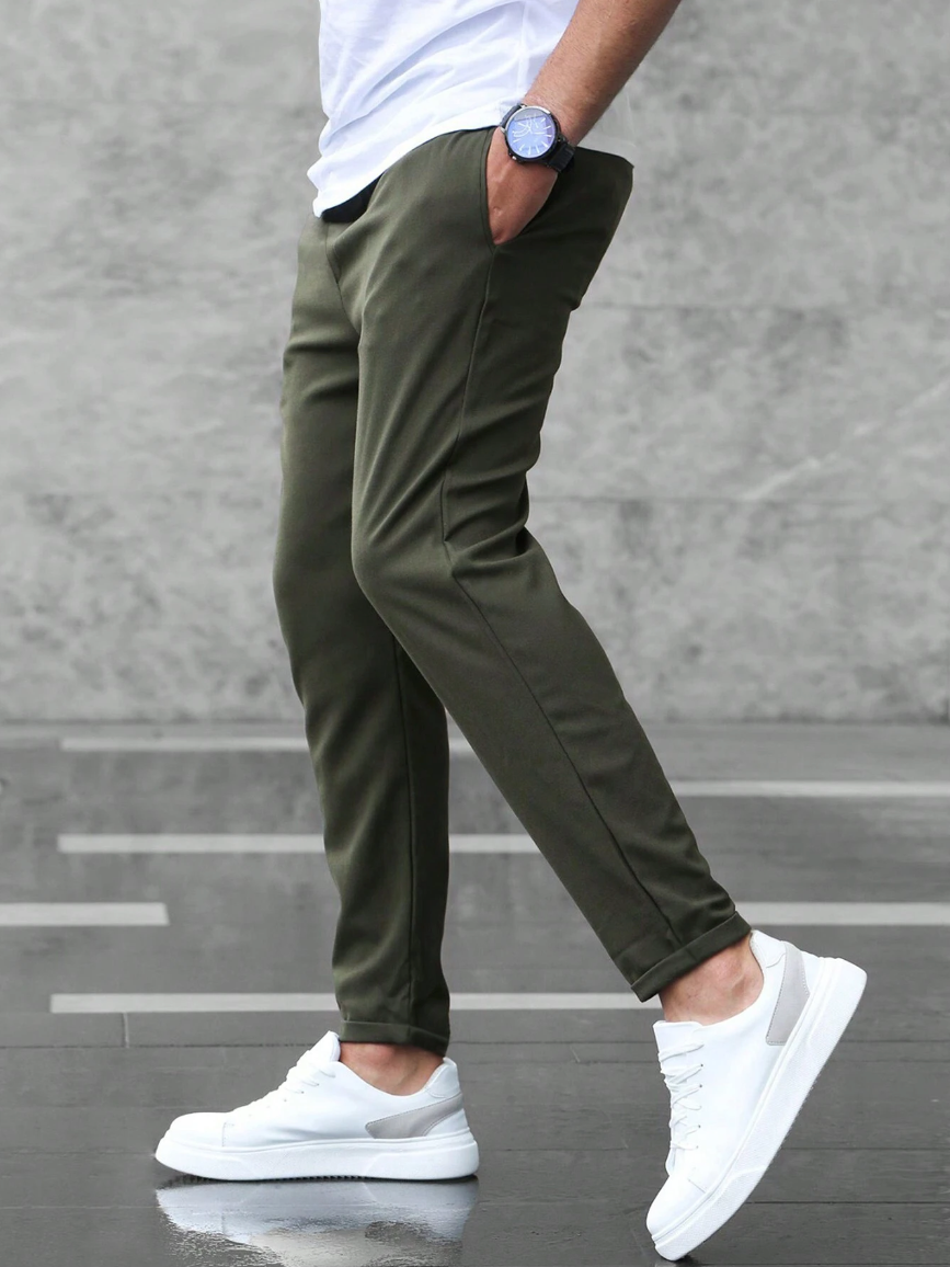 MEN EVERYDAY SLIM FIT TROUSERS DRAWSTRING WAIST