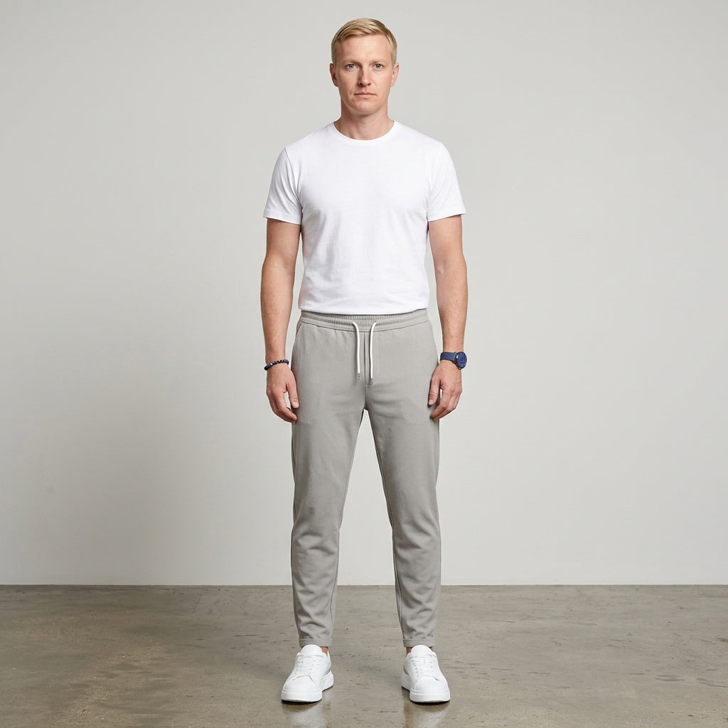 MEN EVERYDAY SLIM FIT TROUSERS DRAWSTRING WAIST