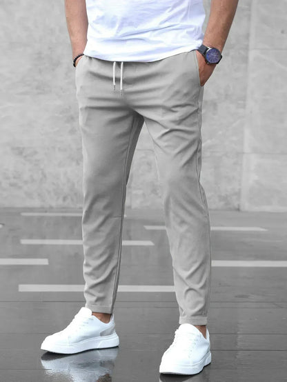 MEN EVERYDAY SLIM FIT TROUSERS DRAWSTRING WAIST