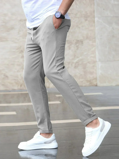 MEN EVERYDAY SLIM FIT TROUSERS DRAWSTRING WAIST
