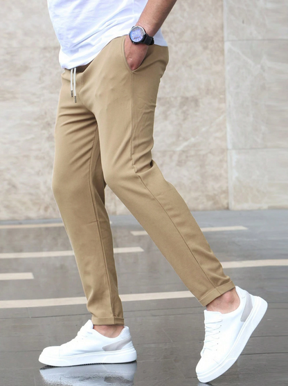 MEN EVERYDAY SLIM FIT TROUSERS DRAWSTRING WAIST