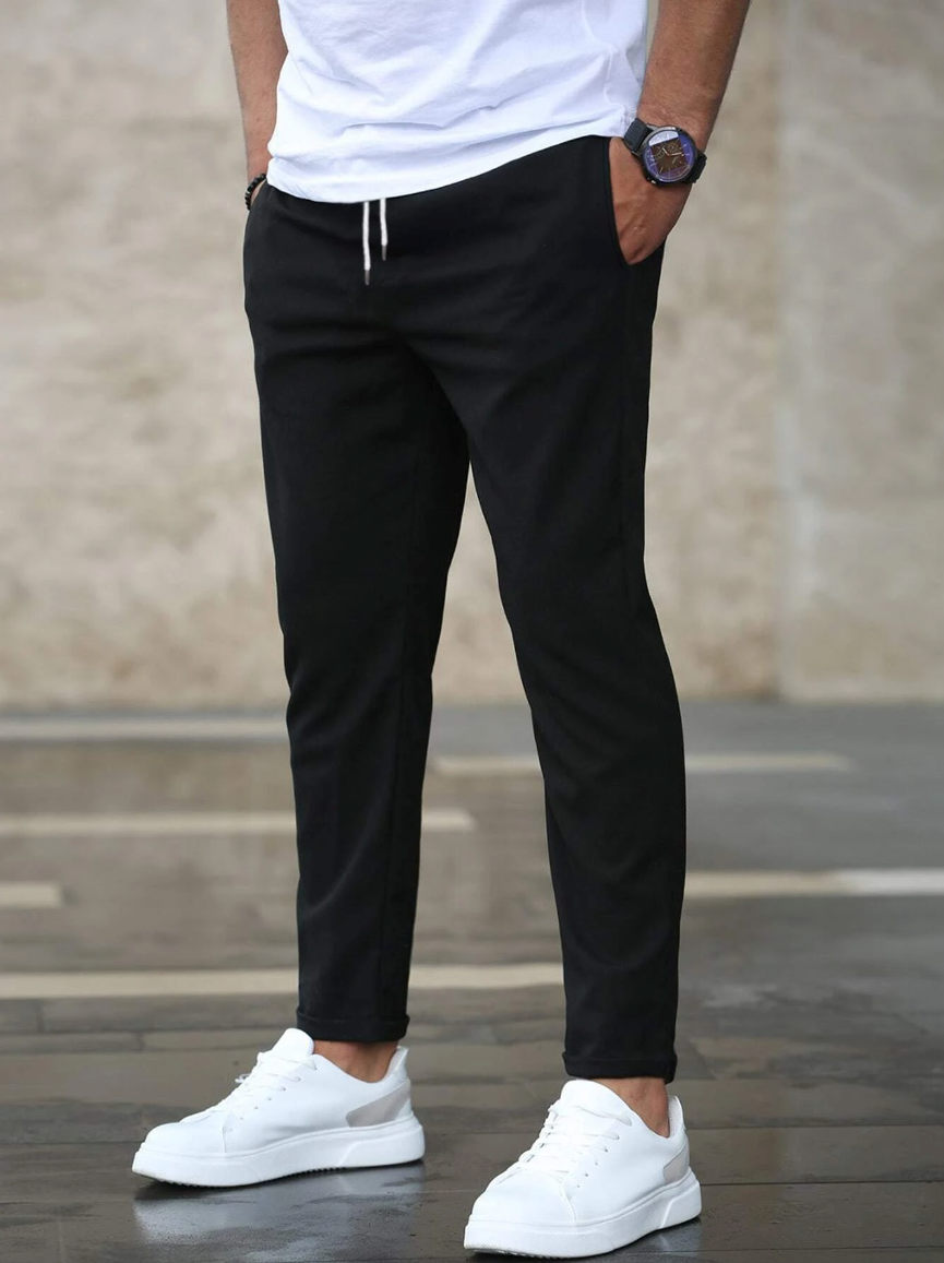 MEN EVERYDAY SLIM FIT TROUSERS DRAWSTRING WAIST