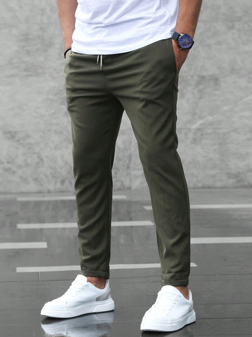 MEN EVERYDAY SLIM FIT TROUSERS DRAWSTRING WAIST