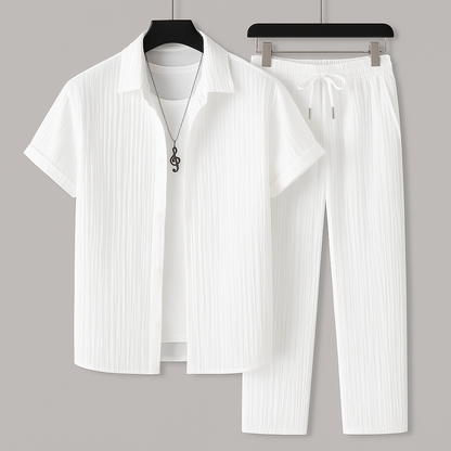 Men relaxed wear two-piece lounge set ribbed jersey